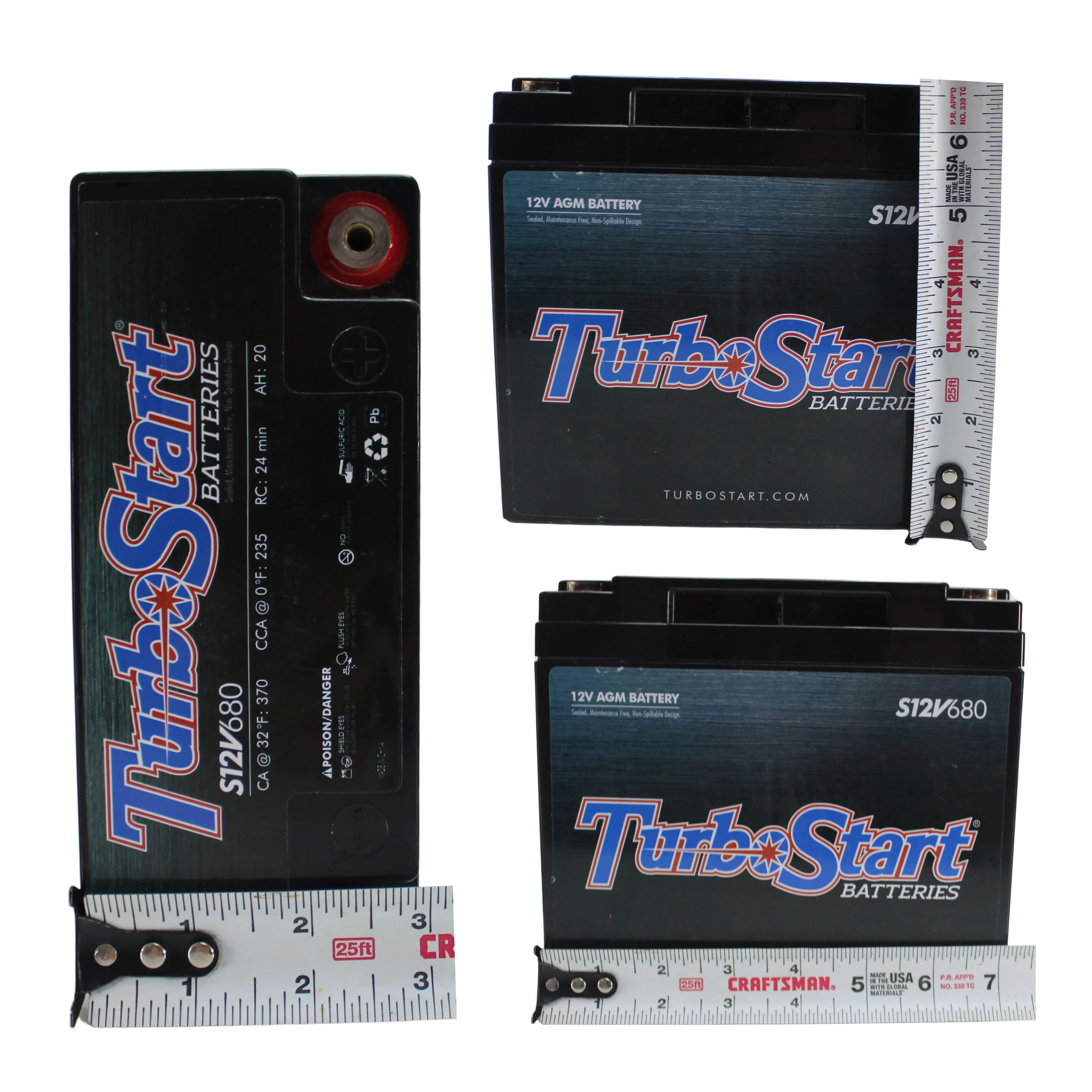 Turbo Start 12V AGM B-Stock Battery 370 Crank Amps Sealed  S12V680 - Image 5