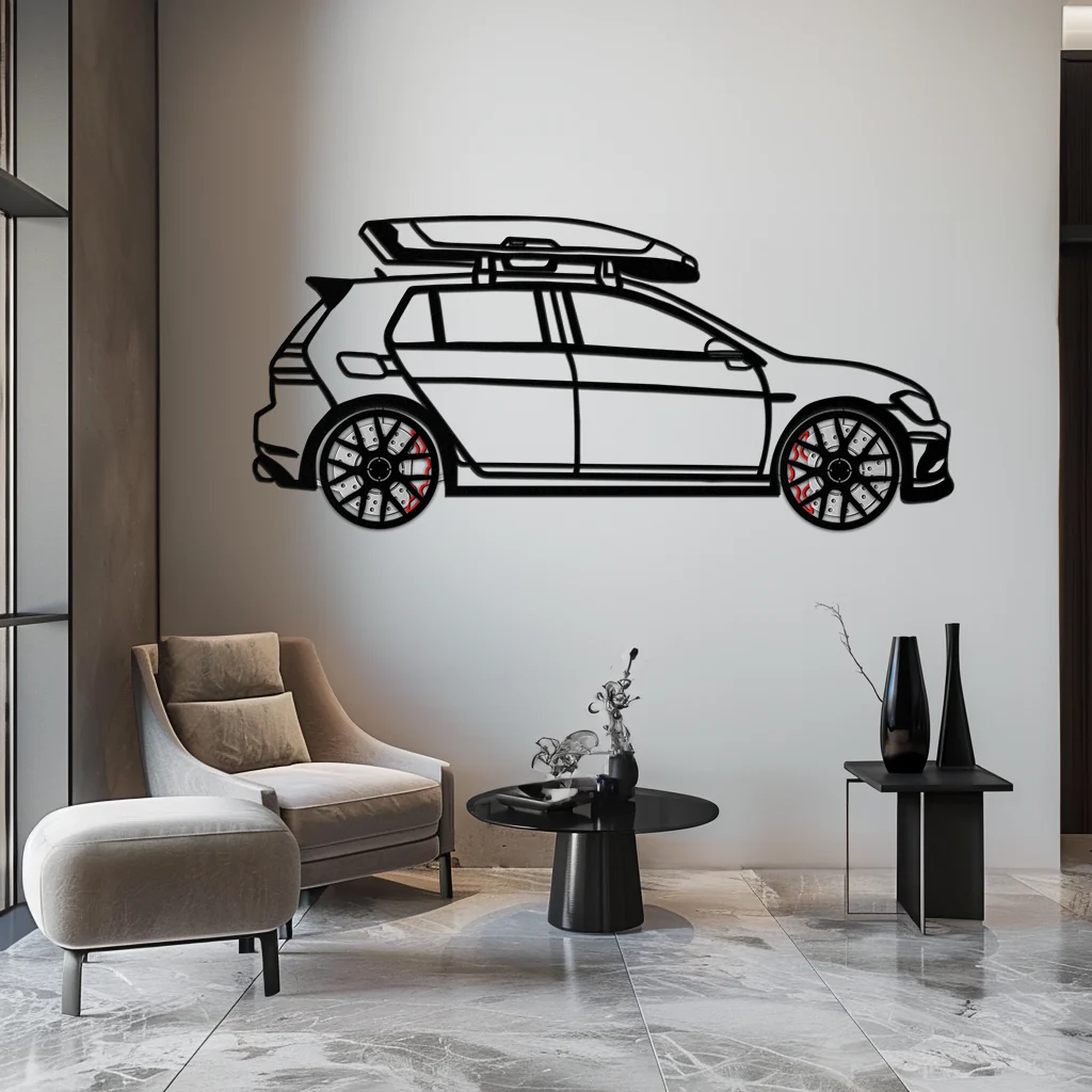 Volkswagen Golf R Spectrum Metal Wall Art – Rotating Wheels Car Silhouette Wall Decor, Unique Gift for Car Lovers-KAFMEKA090 - Image 6