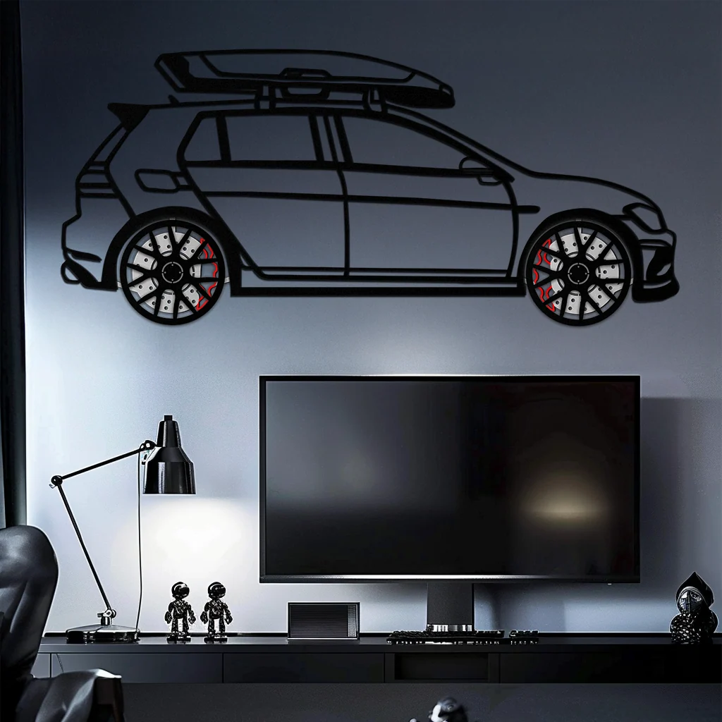 Volkswagen Golf R Spectrum Metal Wall Art – Rotating Wheels Car Silhouette Wall Decor, Unique Gift for Car Lovers-KAFMEKA090 - Image 8